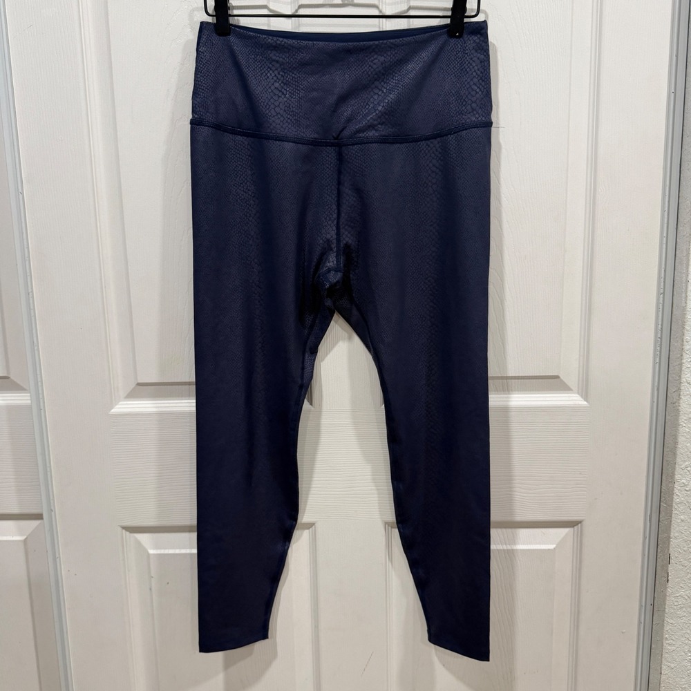 Beyond Yoga Navy Blue Snakeskin Embossed High Waisted Leggings XL VI3243